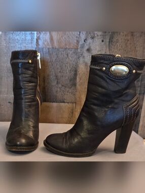 Chloe Tania Brown Leather Ankle Boots Size 7.5